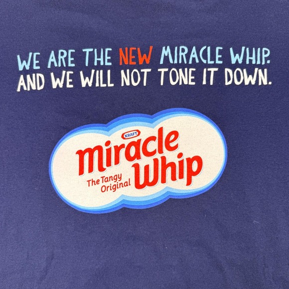 Y2k 'Don't Be So Mayo' Miracle Whip T-Shirt Large Unisex Navy Blue Novelty Funny - Picture 7 of 8